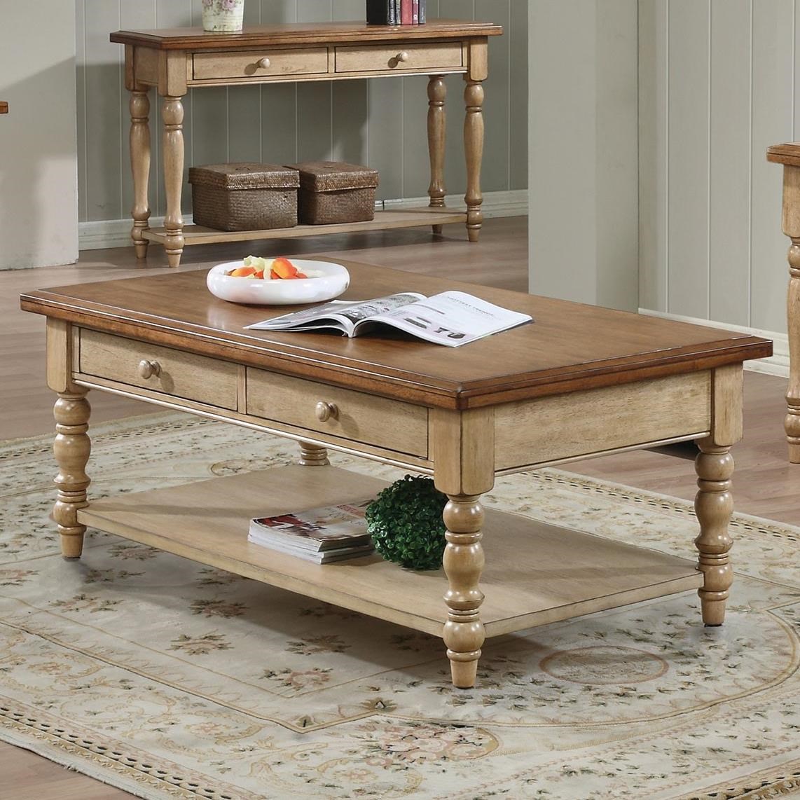 Winners Only Quails Run LROCOCAQ100C Transitional Cocktail Table with 2